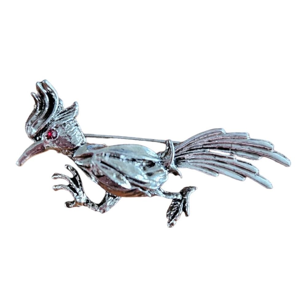 Vtg Glamour Phx Silver Road Runner Brooch